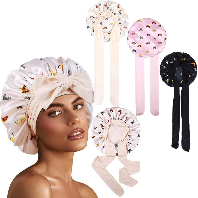 Satin Hair Bonnet - New Flower print Silky Bonnet For