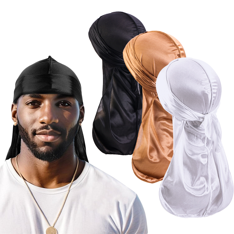 Satin Hair Bonnet - 3PCS/LOT Long Durag Silk Satin Bandanas