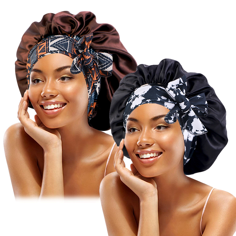 2PCS/LOT Boho Printed Headband - đánh giá và giá Satin Hair Bonnet