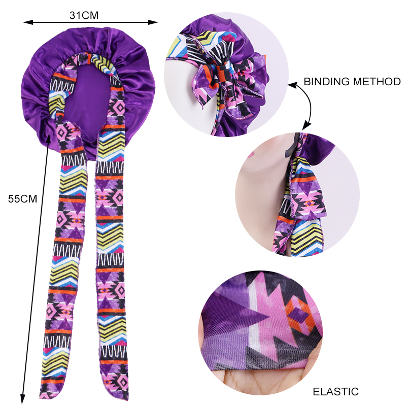 2PCS/LOT Boho Printed Headband - đánh giá và giá Satin Hair Bonnet